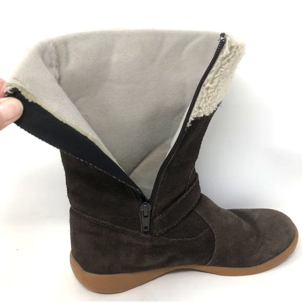 MERRELL Mimosa Harvest Suede Boots Kids Girls US 5 Brown Buckle Sherpa Winter